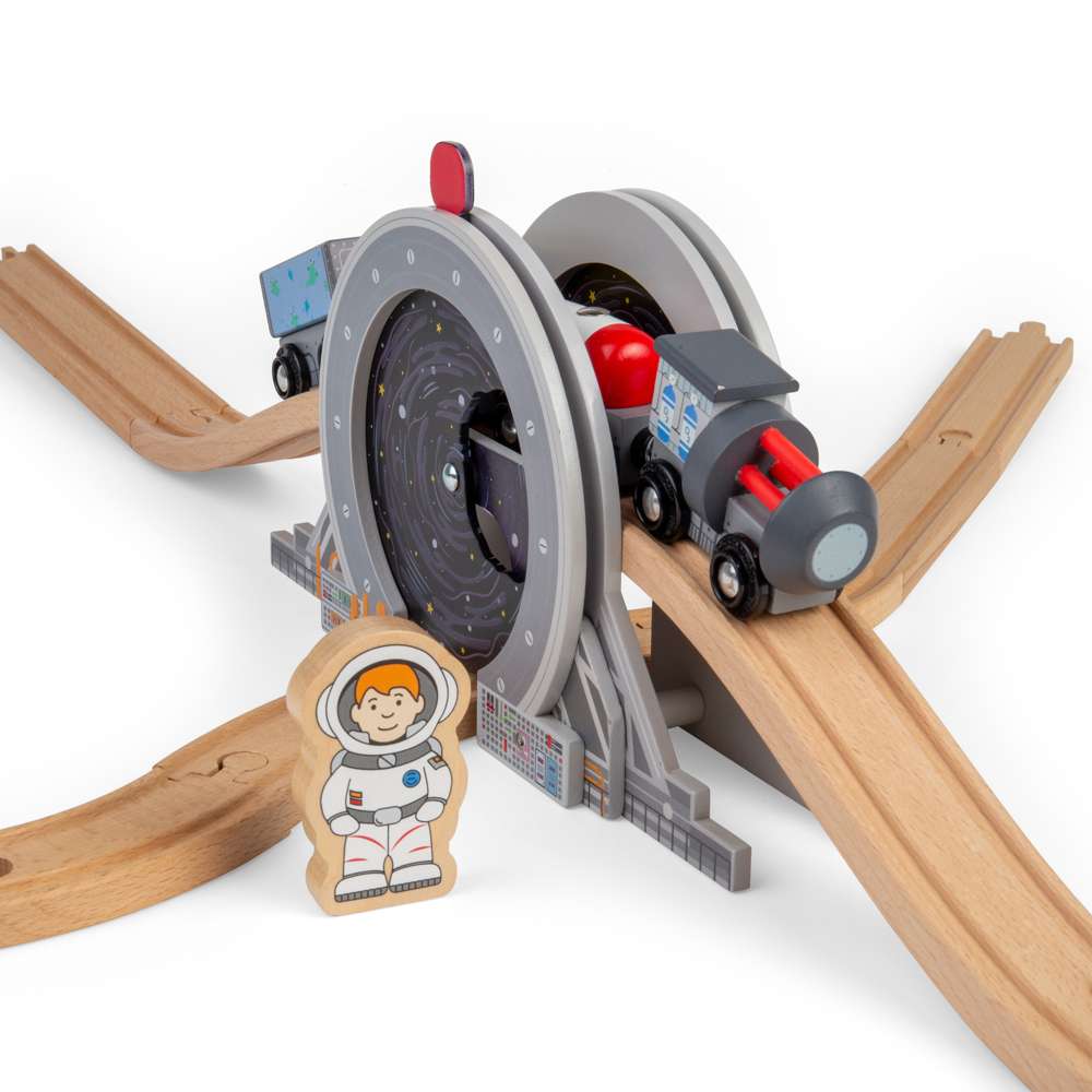 Bigjigs Rail Galaxy Bridge: Wooden Space Train Bridge & Porthole Tunnel