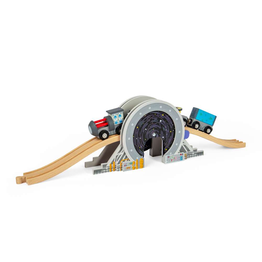 Bigjigs Rail Galaxy Bridge: Wooden Space Train Bridge & Porthole Tunnel