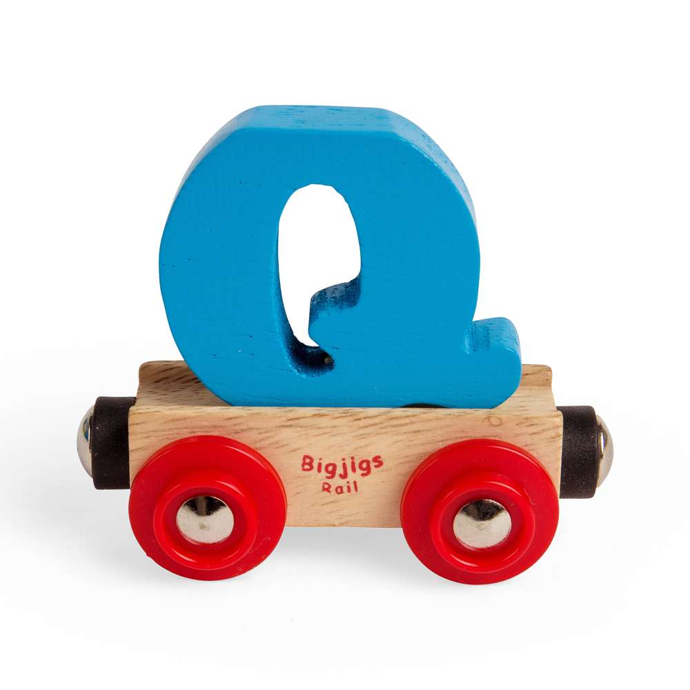 Bigjigs Rail Name Q – Wooden Train Letter Carriage, Personalised Gift