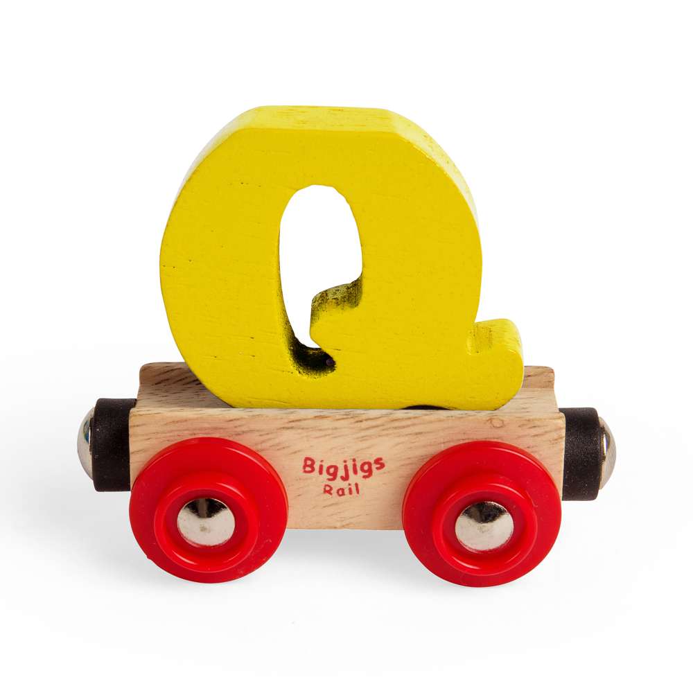 Bigjigs Rail Name Q – Wooden Train Letter Carriage, Personalised Gift