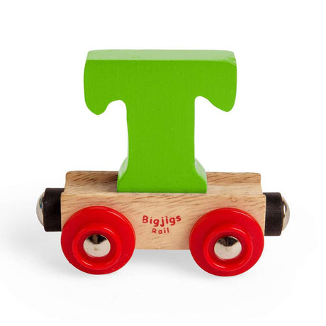 Bigjigs Rail Name Letter T – Wooden Train Set Accessory for Kids