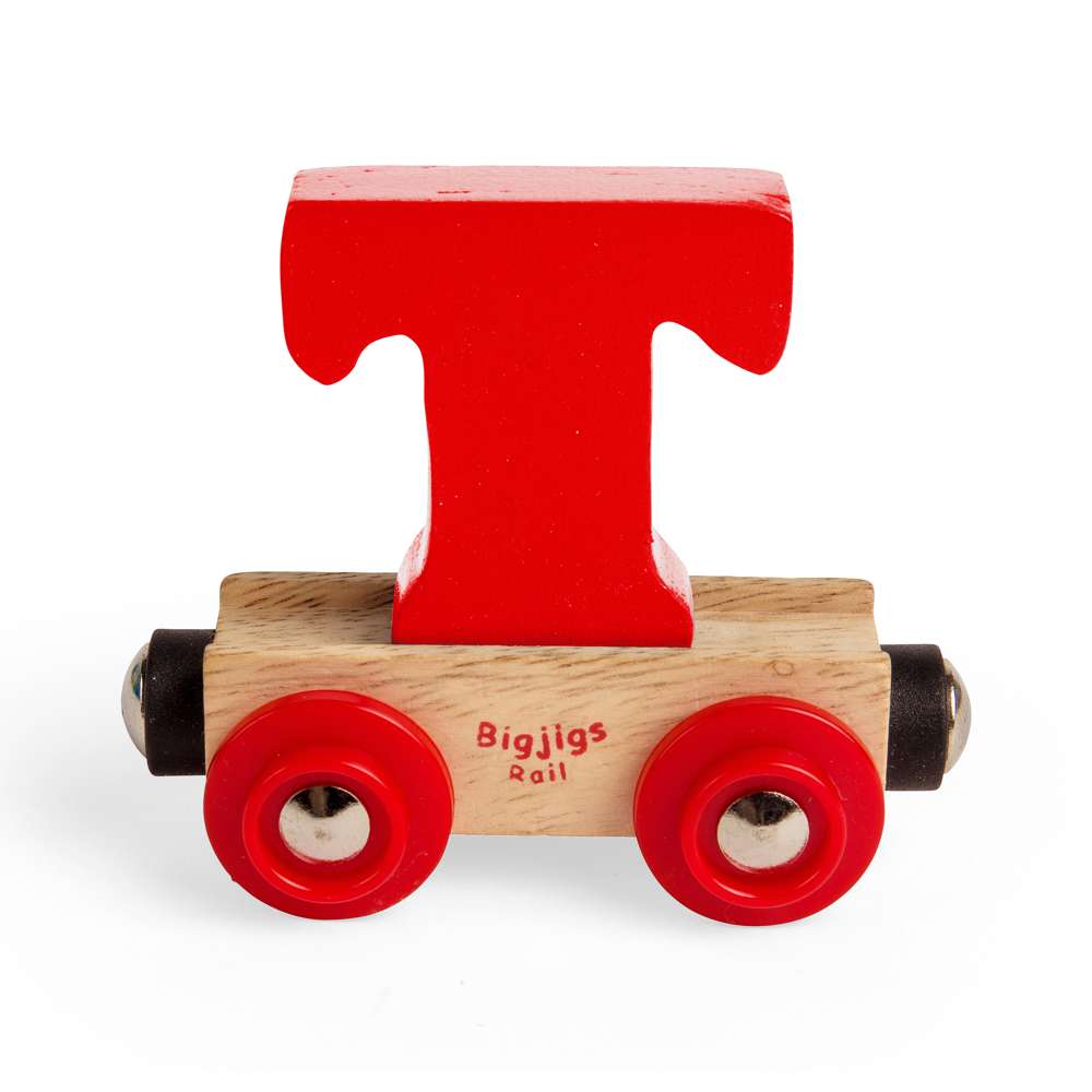 Bigjigs Rail Name Letter T – Wooden Train Set Accessory for Kids