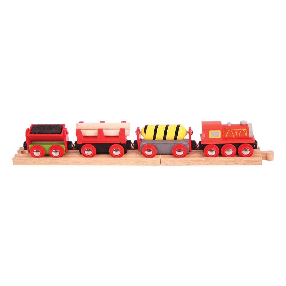 Supplies Train – Wooden Railway Freight Set with Detachable Loads, Compatible