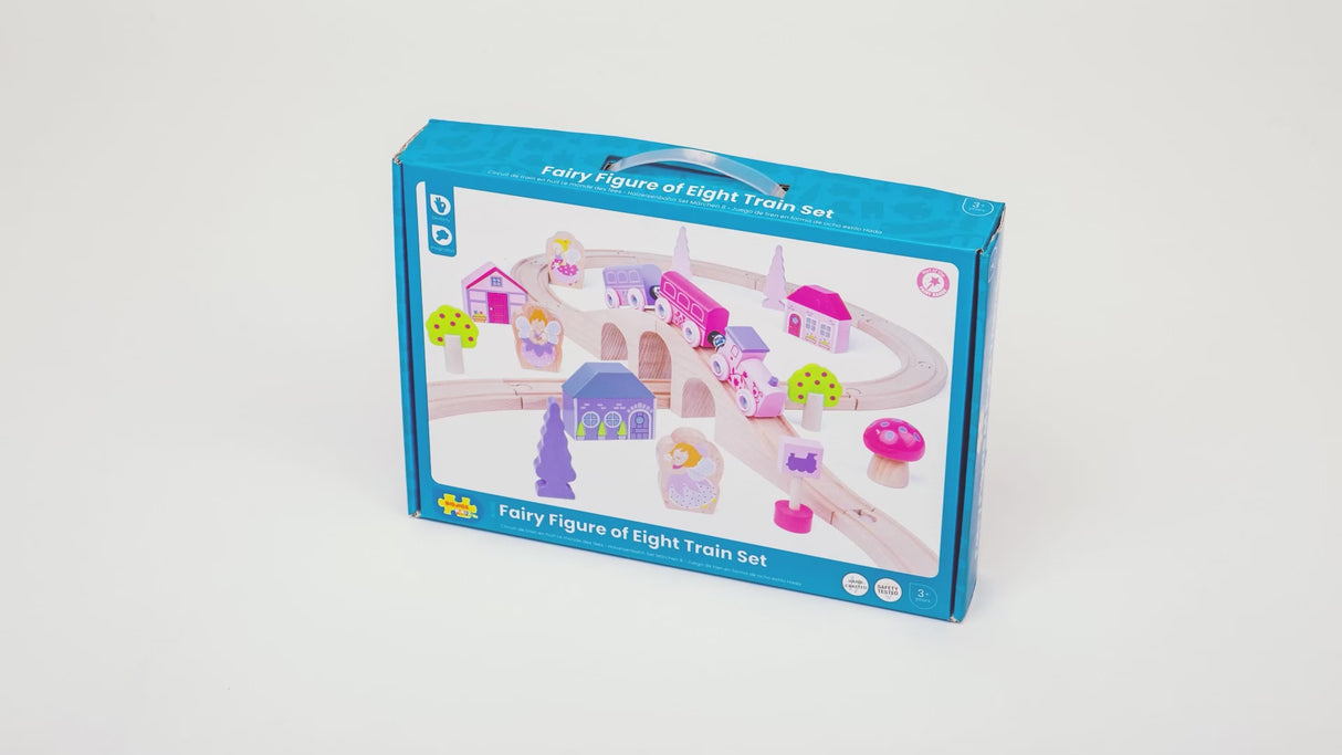 Fairy Wooden Train Set for Kids with Track and Accessories 35 Piece