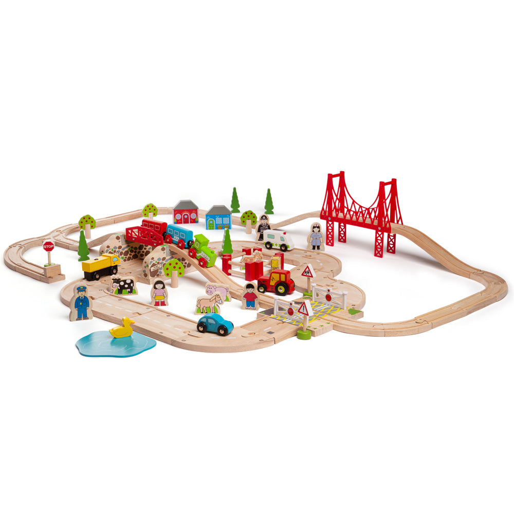 Bigjigs Toys BJT021 Road & Rail Train Set