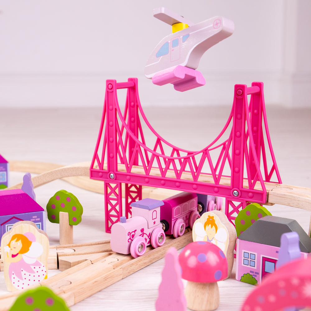 Fairy Town Train Set | Pink Wooden Train Set | Bigjigs Rail ...