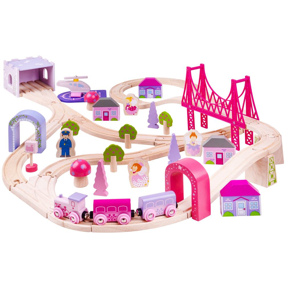 Fairy Town Train Set | Pink Wooden Train Set | Bigjigs Rail