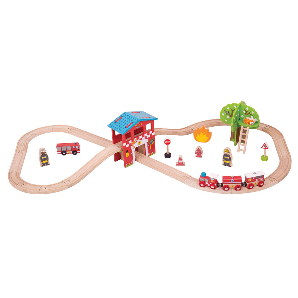 Bigjigs Toys BJT037 Fire Station Train Set