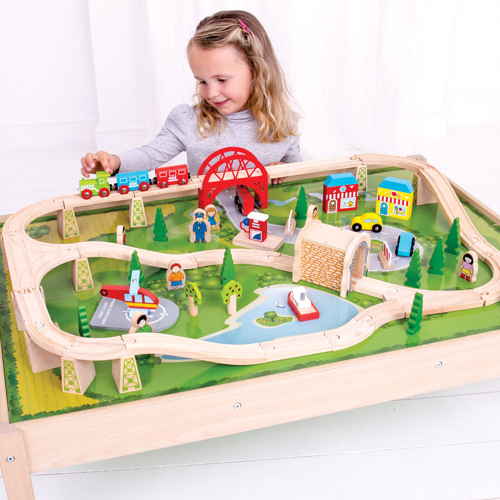 Bigjigs Toys BJT040 Services Train Set and Table