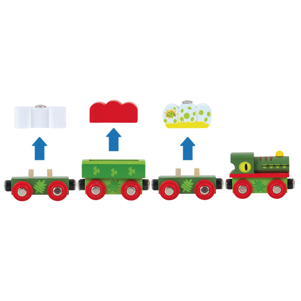 Bigjigs Toys BJT465 Dinosaur Railway Engine and Carriages
