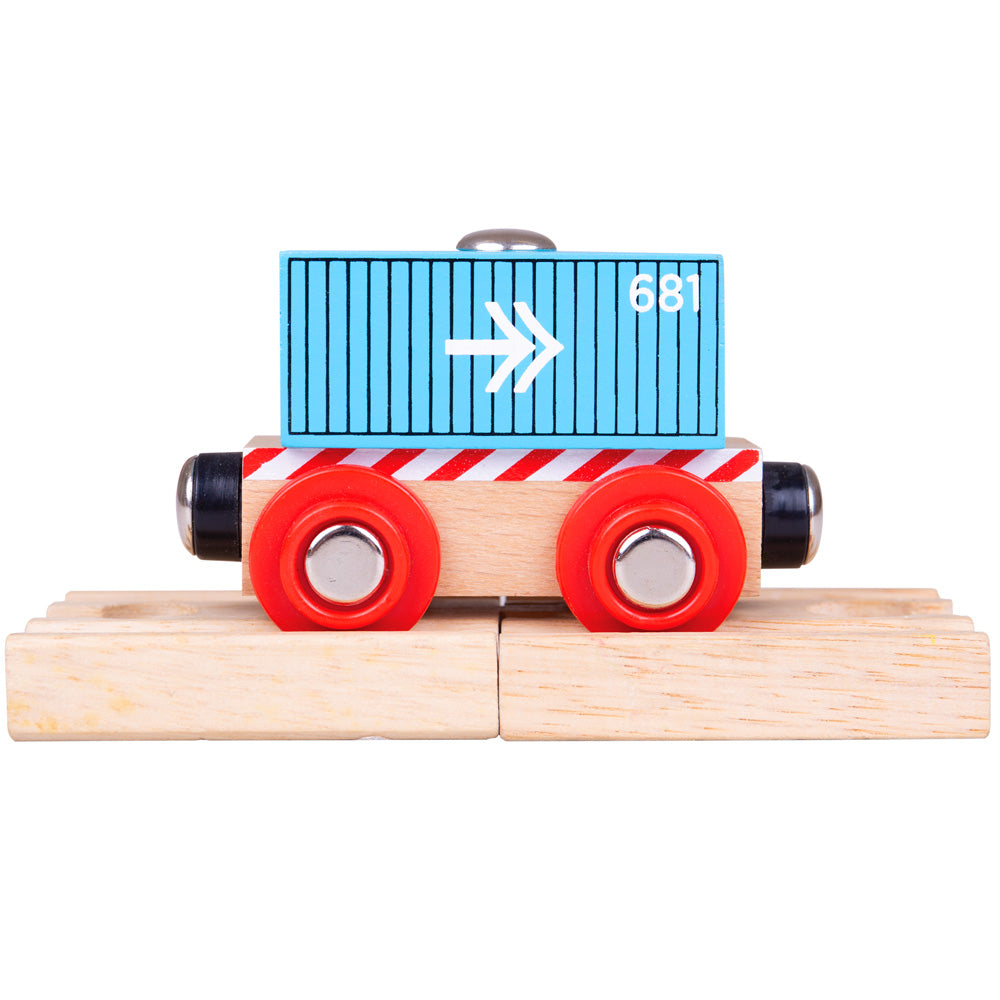 Bigjigs Toys RTBJT486 Blue Container Wagon